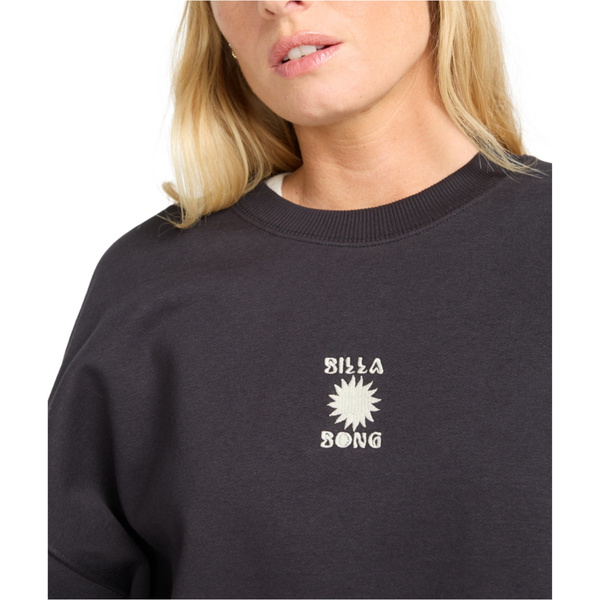 2025 Billabong Womens So Sunny Kendal Crew Fleece EBJFT00155 - Black Pebble